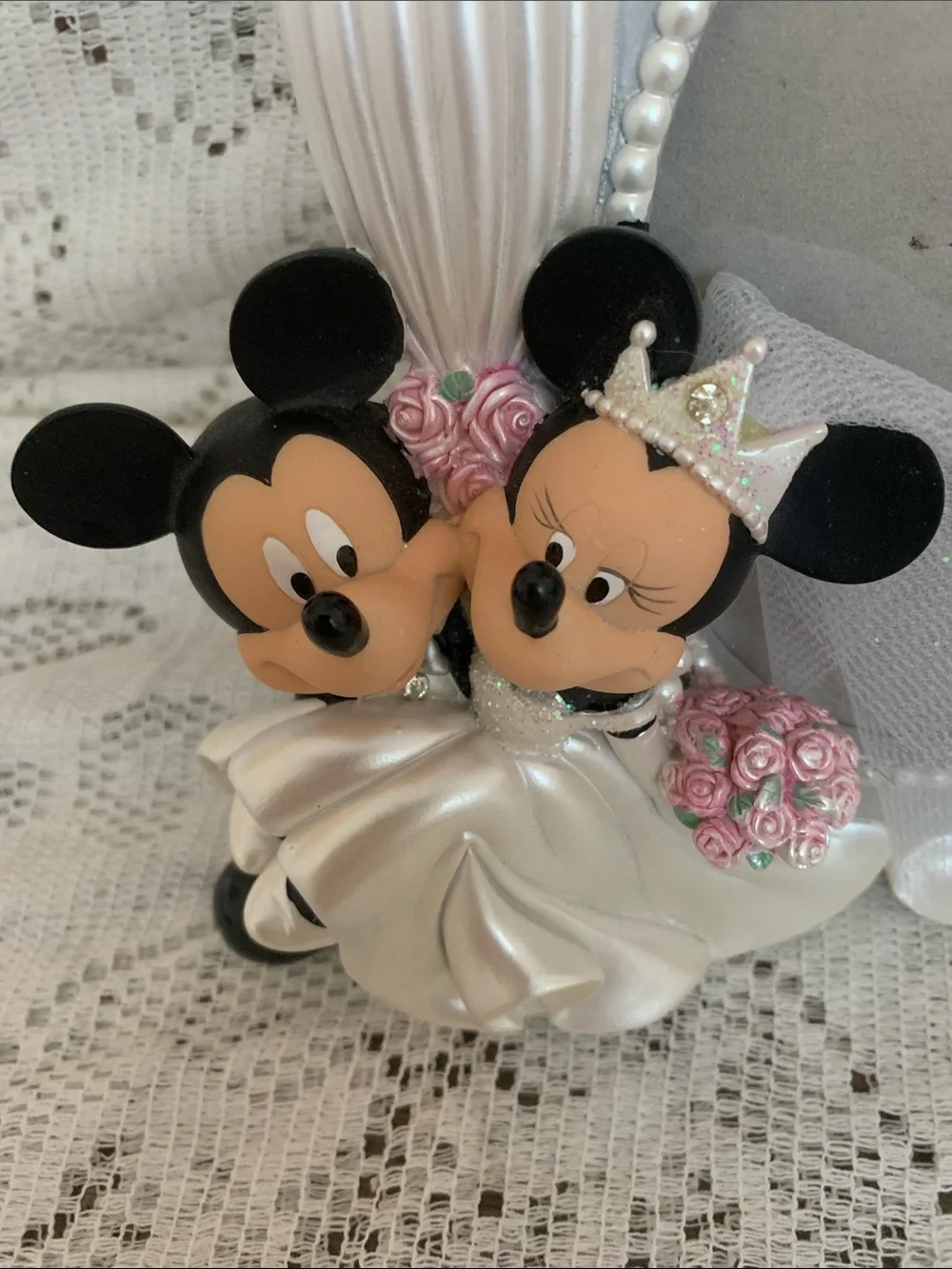 Disney Parks Exclusive Mickey Minnie Mouse Wedding Picture Photo Frame Figure